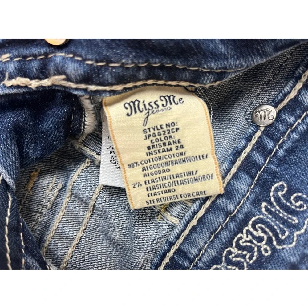 Miss Me Jeans Womens 27 Embroidered Stich Pocket Straight Bling Y2K 90s Vintage